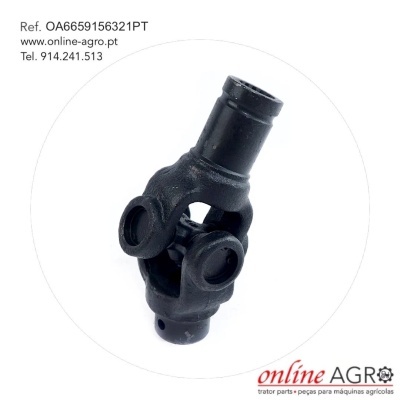 Peça mecânica preta com articulações sobre fundo branco com texto