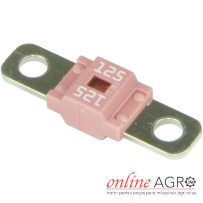 Fusível rosa com terminais metálicos e números 125, em fundo branco com logótipo Online AGR.