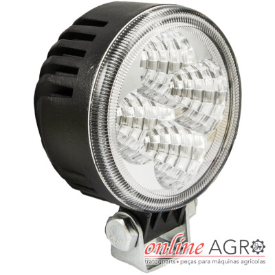 Luz redonda para máquina agrícola com suporte metálico