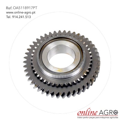 Engrenagem metálica prateada com texto e logótipo online AGRO