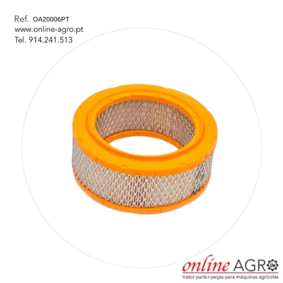 Filtro de ar circular amarelo com elemento branco e metálico