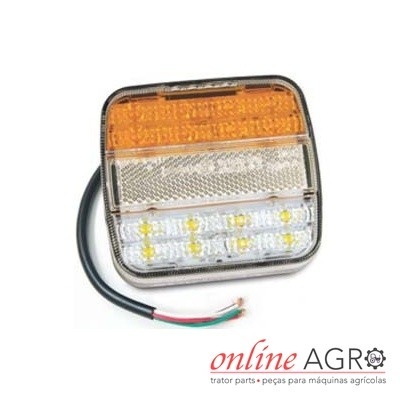 Sinal luminosa quadrado LED para máquinas agrícolas com cabo elétrico e logo online AGRO
