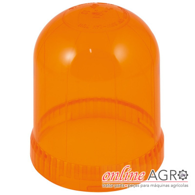 Cúpula de plástico translúcido laranja com textura dentada na borda