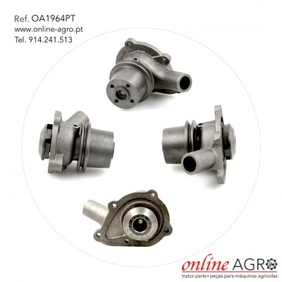 Peças mecânicas metálicas cinza com texto de referência e contacto da loja online AGRO