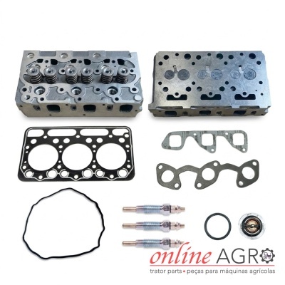 Conjunto de peças de motor para máquinas agrícolas sobre fundo branco