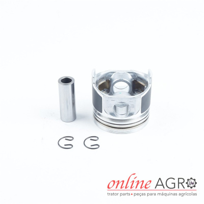Conjunto de peças metálicas para motor agrícola com pistão, cilindro oco e anéis de retenção