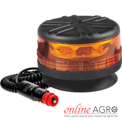 Luz rotativa laranja com base preta e cabo espiralado para tomada de isqueiro