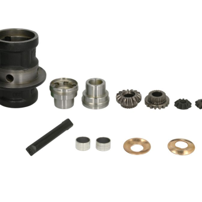 Conjunto de peças metálicas mecânicas com várias formas e tamanhos sobre fundo branco