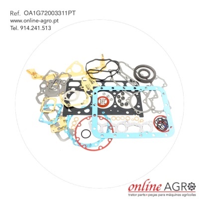 Conjunto de juntas para máquinas agrícolas com texto e logótipo