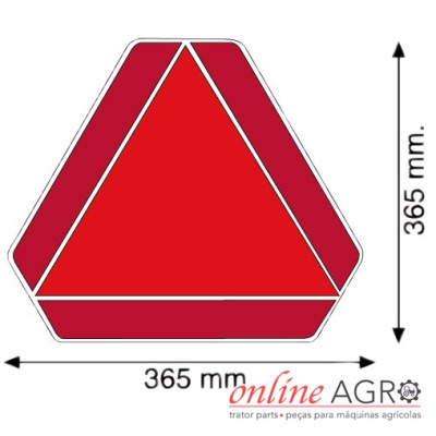 Símbolo triangular vermelho com medidas e texto online AGRO
