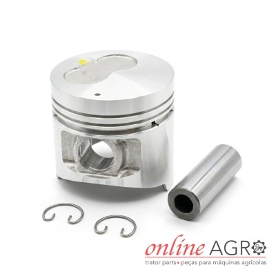Conjunto de pistão metálico com anéis elásticos e peça cilíndrica