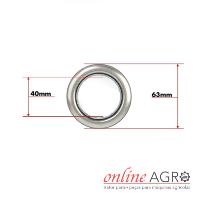 Anel metálico prateado com medidas 40mm e 63mm em fundo branco com logotipo Online Agro.