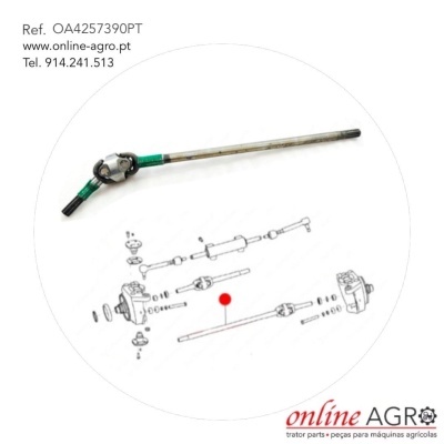 Peça metálica para máquina agrícola com texto e ilustração técnica