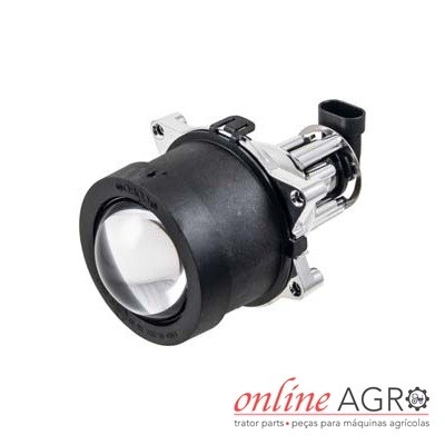 Luz de farol automotivo com lente convexa e corpo preto