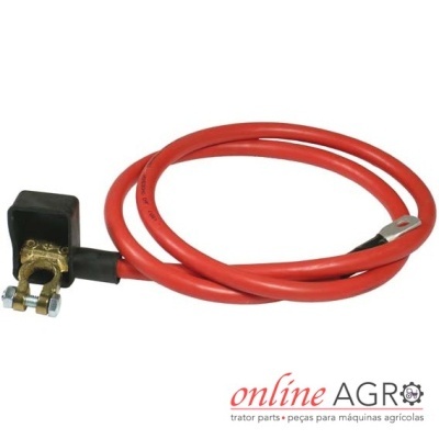 Cabo elétrico vermelho com terminal de metal e isolador preto