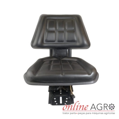 Assento preto para maquinaria agrícola com base metálica