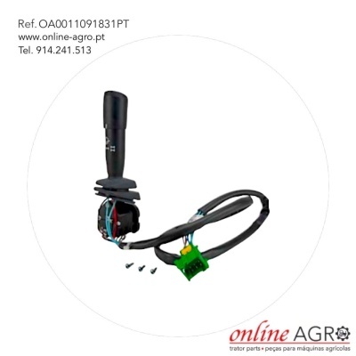 Comando alavanca para máquina agrícola com cabo preto e conector verde