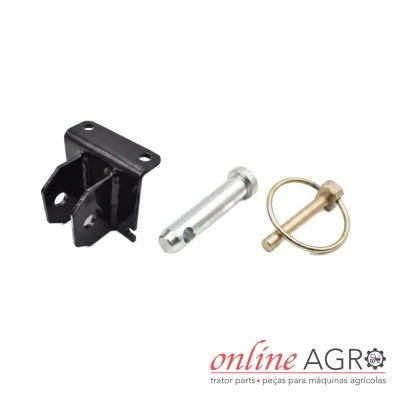 Kit de peças metálicas para máquinas agrícolas com suporte preto, pino prateado e pino dourado com anel de segurança