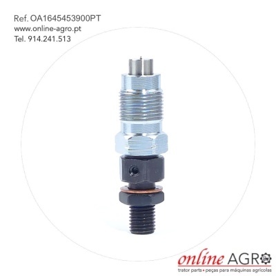 Peça metálica prateada com componentes pretos e anel cobre sobre fundo branco com texto e logo online AGRO