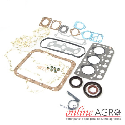 Conjunto de juntas e vedantes de vários materiais e cores sobre fundo branco com logótipo online AGRO.