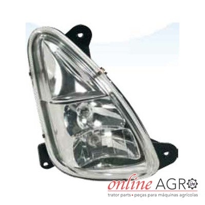 Farol frontal para trator com lente transparente e suporte preto