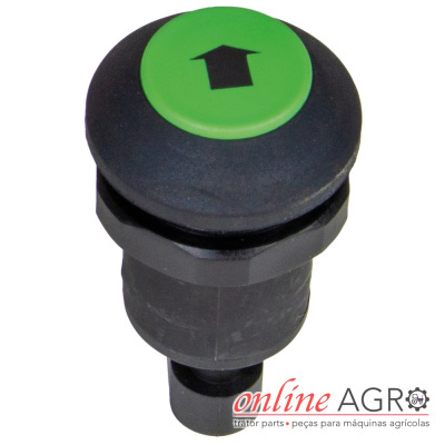 Botão preto e verde com seta, peça para máquinas agrícolas
