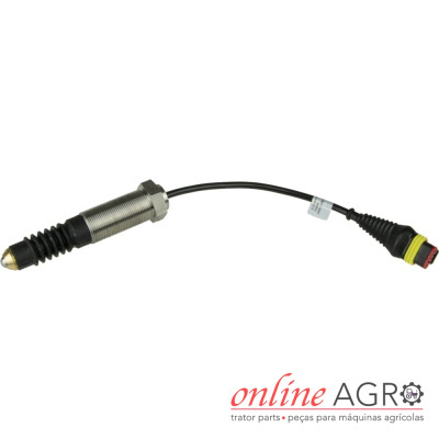 Sensor metálico com cabo e conector preto e amarelo