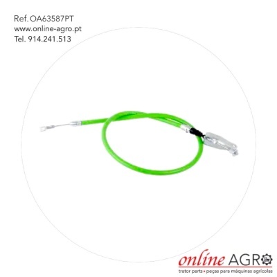 Cabo verde com terminais metálicos e texto informativo no fundo branco