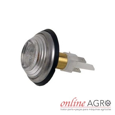 Luz redonda para máquina agrícola com lente transparente e suporte metálico