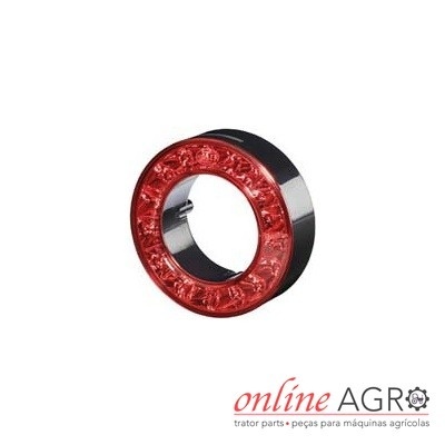 Farol circular vermelho com aro preto para máquinas agrícolas