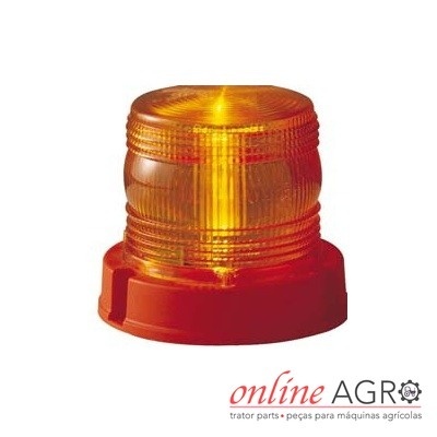 Luz de sinalização amarela com base vermelha em fundo branco