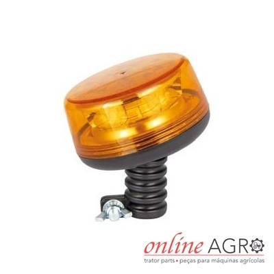 Luz sinalizadora amarela para máquinas agrícolas com base preta e mola