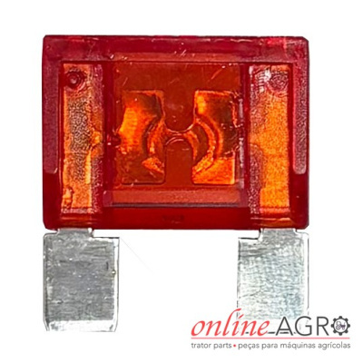 Fusível automóvel vermelho com terminais metálicos prateados