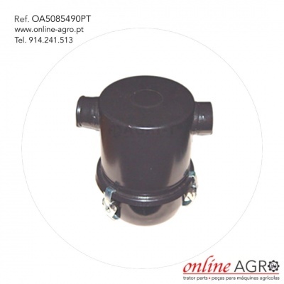 Filtro preto cilíndrico com abraçadeiras metálicas para máquinas agrícolas