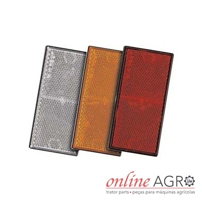 Refletores retangulares branco, amarelo e vermelho sobre fundo branco