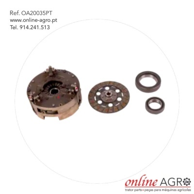 Peças metal e borracha para maquinaria agrícola com texto de referência e contacto