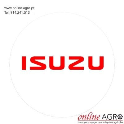 Autocolante branco com texto ISUZU vermelho e logótipos da online AGRO