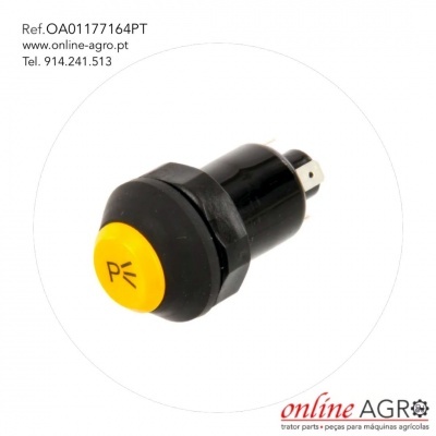 Botão preto e amarelo para máquina agrícola com símbolo luminoso em fundo branco