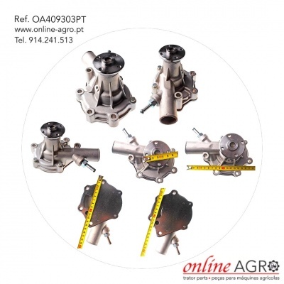 Bombas de água metálicas para tratores agrícolas com fita métrica e texto de referência e contacto