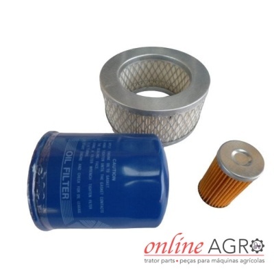 Conjunto de filtros para máquinas agrícolas com filtro de óleo azul, filtro de ar e filtro de papel amarelo