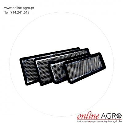 Quatro filtros metálicos com moldura preta e texto de contato da loja online AGRO