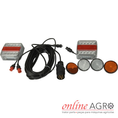 Conjunto de faróis LED com cabos e refletores para máquinas agrícolas