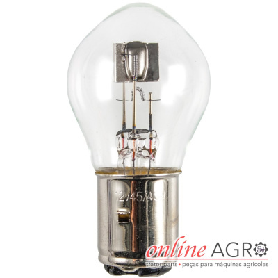 Lâmpada incandescente com base metálica e código gravado