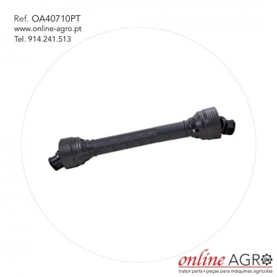 Eixo cardan preto com texto informativo e logo online AGRO