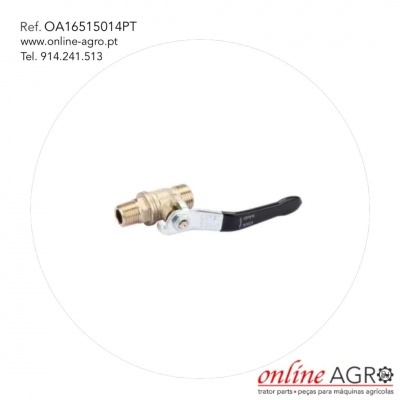 válvula de esfera metálica com punho preto em fundo branco