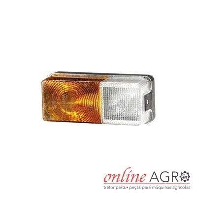 Luz retangular para máquina agrícola em plástico laranja e branco