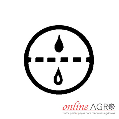 Símbolo circular com gotas e linha pontilhada, texto online AGRO.