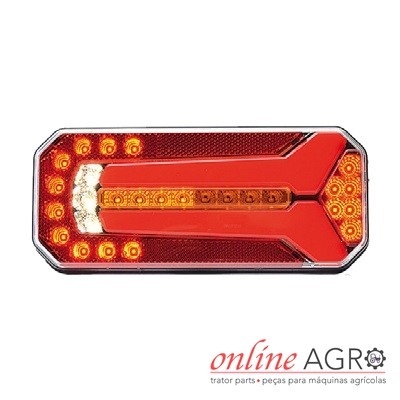 Luz traseira retangular LED para máquinas agrícolas com várias cores e bordas cromadas