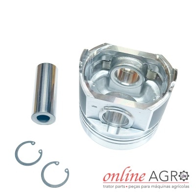 Pistão metálico com acessórios em fundo branco e logótipo online AGRO