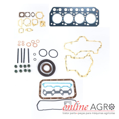 Conjunto de juntas e anéis para máquina agrícola em fundo branco